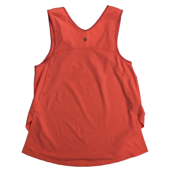 Lululemon Women's Sz 4 Run Split Singlet Sleeveless Scoop Neck Tank Orange Coral - Picture 2 of 12